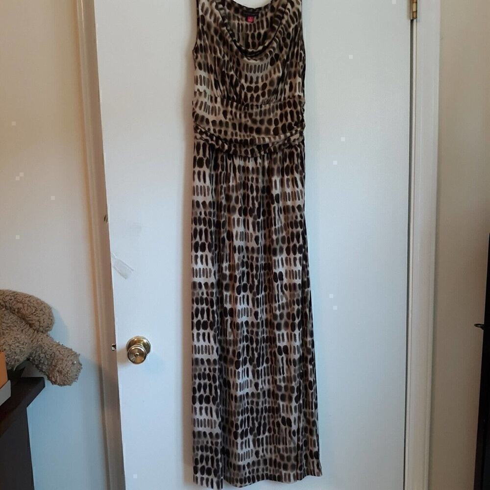 Vince Camuto Women Maxi Dress Medium Sleeveless Snake Print Draped Neck …